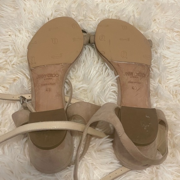 JIMMY CHOO Large Cut Crystals Mule Sandals Size38/US8 Dusty Pink Beige MARINE - Picture 6 of 9